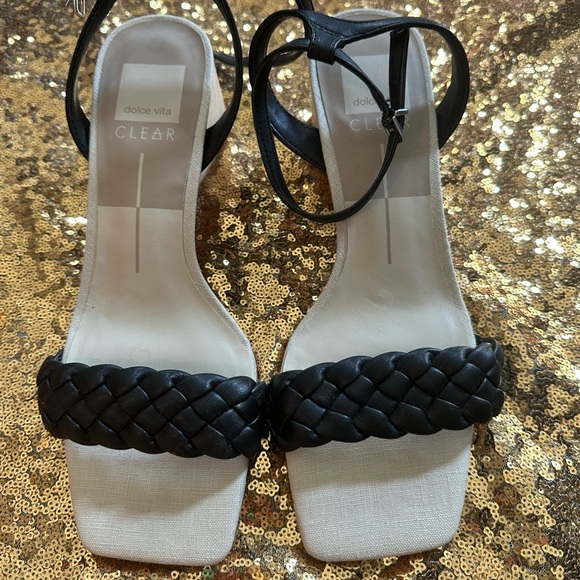 NWT. DOLCE VITA Maren Block Wood Heel Sandals - BLACK - Picture 7 of 16